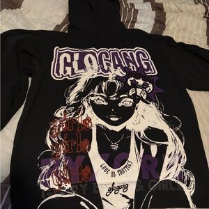 Black Graphic Zip-Up Sweater